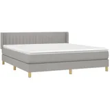 vidaXL Boxspringbett mit Matratze Hellgrau 160x200 cm Stoff