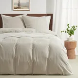 WohlNest Bettwäsche 220x240 3teilig Leinen - 1 Bettbezug 240x220 cm + 2 Kissenbezüge 80x80 cm, ÖKO-TEX Bettwäsche-Sets Beige superweiche Polyester-Mikrofaser 220x240 Bettwäsche-Set