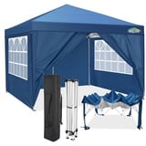 COBIZI Pavillon 3x3 Wasserdicht Stabil Winterfest Partyzelt 3x3 mit 4 Seitenteilen Pop Up Faltpavillon UV Schutz 50+ Gartenpavillon Pavillon Faltbar 3x3m mit 8X Heringe und 4X Windseil, Blau