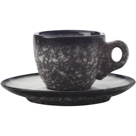Maxwell & Williams AX0357 CAVIAR GRANITE Espressotasse mit Untertasse, Premium-Keramik