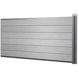 Mendler WPC-Sichtschutz Sarthe, Windschutz Zaun, WPC-Pfosten Erweiterungselement niedrig, 1,88m grau