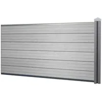 Mendler WPC-Sichtschutz Sarthe, Windschutz Zaun, WPC-Pfosten Erweiterungselement niedrig, 1,88m grau