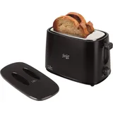 TT631 Schwarzer Toaster mit Schutzkappe und zwei extra breiten Schlitzen mit ...