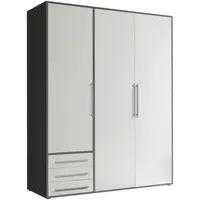 Livetastic Drehtürenschrank Lyss 155 x 194 x 58 cm Weiß/Graphit