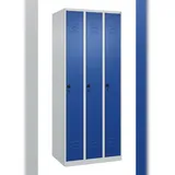 C+P Spind Classic PLUS, 3 Abteile, HxBxT 185x75x50cm, Sicherheitsdrehriegel, Hellgrau/Enzianblau von PROREGAL