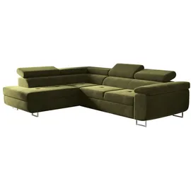 kaiser möbel Ecksofa mit schlaffunktion und bettkasten, Eckcouch ATOM Olive Links - Grün
