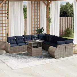 vidaXL Gartensofa-Set 11-tlg. grau Polyrattan