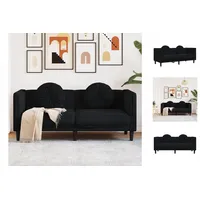 vidaXL Sofa mit Kissen 2-Sitzer Schwarz Samt