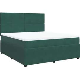 vidaXL Boxspringbett mit Matratze Dunkelgrün 180x200 cm Samt