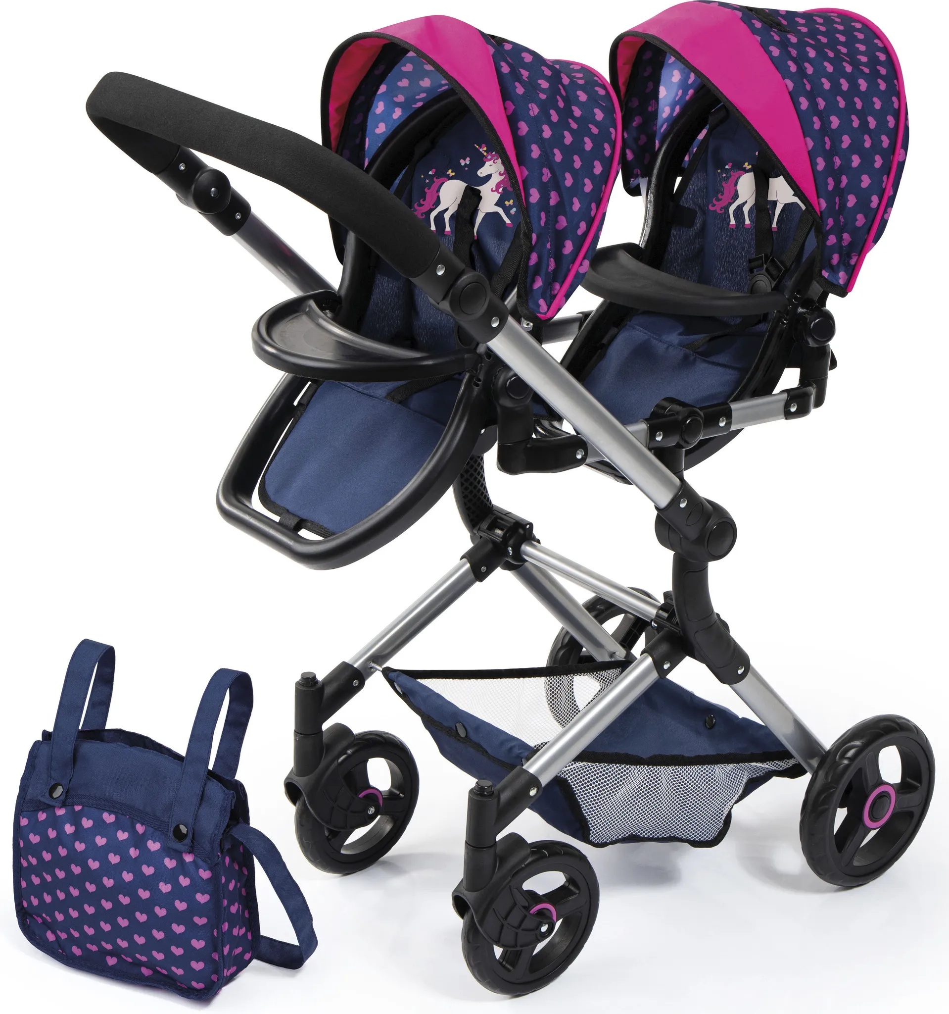 Zwillingspuppenwagen BAYER "Twin Neo, blau/pink" Puppenwagen blau (blau, pink) Kinder Puppenzubehör