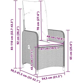 vidaXL 9-tlg. Garten-Bistro-Set mit Kissen Schwarz Poly Rattan