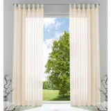 Gardinenbox 2er-Pack Gardinen Transparent Vorhang Set Wohnzimmer Voile Schlaufenschal mit Bleibandabschluß HxB 225x140 cm Creme,