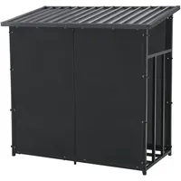 casa.pro Brennholzregal Yakutat Metall 145 x 143 x 70 cm Schwarz