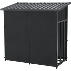casa.pro Brennholzregal Yakutat Metall 145 x 143 x 70 cm Schwarz