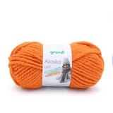 Gründl Alaska uni Wolle zum Stricken aus 80% Polyacryl, 20% Wolle, dicke Wolle 100 g, orange