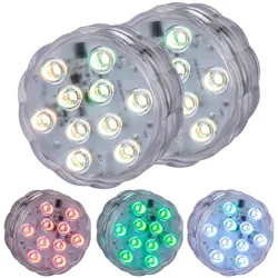 RGB LED Außenleuchte Teichlampe RGB Farbwechsel Fernbedienung Gartendeko Schwimmlampe Pooleuchte Puck Lampe, 2er Set
