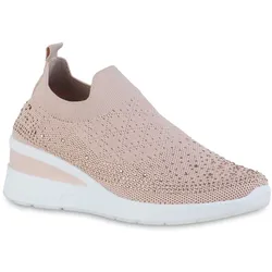 Damen Sneaker Wedges in Altrosa