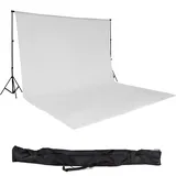 Tectake tectake® Fotohintergrund-Set, 6 x 3 m mit 2 Teleskopständern aus Aluminium, inklusive Tragetasche