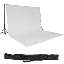 Tectake tectake® Fotohintergrund-Set, 6 x 3 m mit 2 Teleskopständern aus Aluminium, inklusive Tragetasche