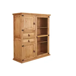 Highboard - Glasschrank - Pinie - honigfarbig - Landhausstil - Massivholz