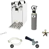 ich-zapfe Komplett Set - Zapfanlage, Bierzapfanlage - Kontakt 40 2-leitig Trockenkühler, Durchlaufkühler 50 L/h, Flach,5 Liter Adapter