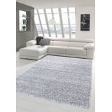 Shaggy Teppich Hochflor Langflor Teppich Wohnzimmer Teppich Gemustert in Uni Design Grau Größe 160x230 cm