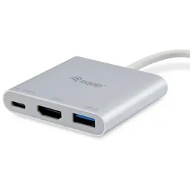Equip USB-C auf HDMI, USB-A, 60W USB PD Adapter 0,15 m Weiß