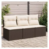 vidaXL Gartensofa mit Kissen 3-Sitzer Braun Poly Rattan