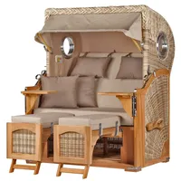 Mr. Deko bene living Strandkorb Komplettset Ammersee Teak Bullauge