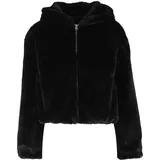URBAN CLASSICS Ladies Full Zip Faux Fur Hoodie - schwarz,