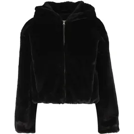 URBAN CLASSICS Ladies Full Zip Faux Fur Hoodie - schwarz,
