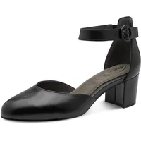 TAMARIS Comfort Damen Pumps mit Riemen aus Leder Elegant, Schwarz (Black Nappa), 36 EU