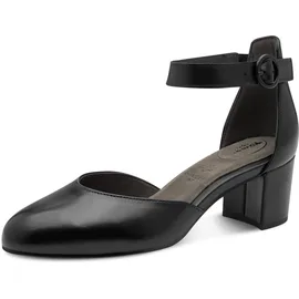 TAMARIS Comfort Damen Pumps mit Riemen aus Leder Elegant, Schwarz (Black Nappa), 36 EU