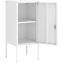 [en.casa] Nachtschrank Hausjärvi 82x35x35 cm Türgriff links Stahl Weiß