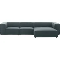 W.Schillig Ecksofa »around-the-block«, mit eleganter Biese, mit Federkern, Breite 341 cm blau