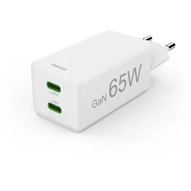 Hama 65W 2x USB-C GaN Schnellladegerät, Weiß