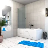 AcquaVapore Seniorendusche und Sitzwanne Kombination Wanne mit Tür S17D-EH-R-EC 75x150x194cm mit 2K Scheiben Versiegelung