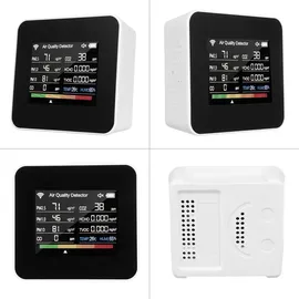 Cocosity in 1 Luftqualitätsmonitor CO2 Messgerät Kohlenstoffdioxid CO TVOC HCHO PM2.5 PM1.0 PM10 Temperatur Luftfeuchtigkeit Erkennung mit Alarmfunktion für