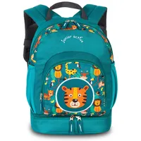 FABRIZIO Kinderrucksack Kindergarten Rucksack Tasche mit Brustgurt und Bodenfach 20616, Farbe:Petrol - 24 x 32 x 13 cm