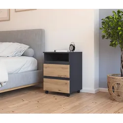 rauch Nachttisch »Joel« mit Rollen - 47x42x65cm - grau - Holz