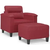 vidaXL Relaxsessel Kunstleder 77 x 80 x 60 cm Weinrot mit Hocker