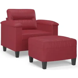 vidaXL Relaxsessel Kunstleder 77 x 80 x 60 cm Weinrot mit Hocker