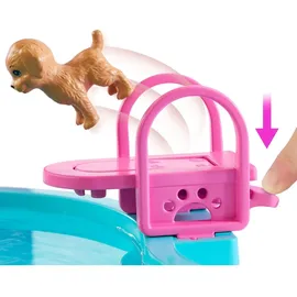 Mattel Puppenzubehör Traumpool Spielset mit Rutsche und schäumendem Whirlpool Beige
