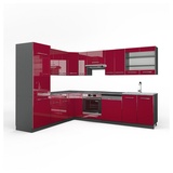 Vicco Fame-Line Eckküche Winkel Küche Einbau Bordeaux Hochglanz
