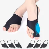 Eurtes 6 Stück Hallux Valgus Zehenspreizer mit Ballenschutz, Korrektur Bandage Socken Bunion Corrector mit Anti-Rutsch Gürtel und Gel-Pads (Schwarz)