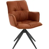 DIETER KNOLL Armlehnstuhl, Cognac, Metall, Leder, Echtleder, Rindleder, Stativgestell, 59x89x63 cm, inklusive Armlehnen, Gestellauswahl, Esszimmer, Stühle, Esszimmerstühle, Armlehnenstühle