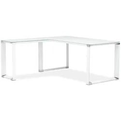 Kadima Design Eckschreibtisch Weiß Glas-Metall | 170x160 cm L-Form Winkelwahl | Homeoffice Arbeitstisch Chrom | Modern Design Büromöbel