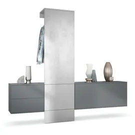 Vladon Wandgarderobe Carlton 209 x 193 x 35 cm Anthrazit matt/Beton Oxid Optik