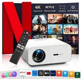 Smart 4k Videoprojektor 【netflix Zertifiziert/autofokus】, Wifi 6 Bluetooth 5.2, Mini-projektor, 26.000 Lumen, Full Hd 1080p