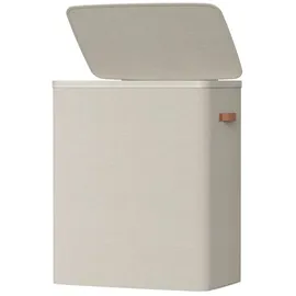 Songmics Wäschekorb mit Deckel und Griffen, mit herausnehmbarem Wäschesack, 100/170/190 L Wäschesammler 1/2/3 Fächer, Wäschetonne beige 190 l